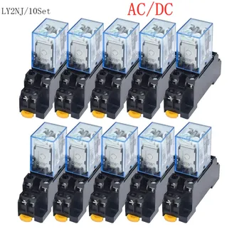 

10 Set LY2NJ HH62P HHC68A-2Z Electronic Micro Electromagnetic Relay 10A 8PIN Coil DPDT With Socket Base DC12V,24V AC110,220V