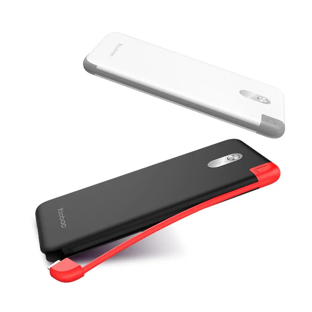 Yoobao S5K 5000 мАч встроенный съемный кабель power Bank Внешняя батарея Ультра тонкое портативное зарядное устройство для мобильного телефона power bank