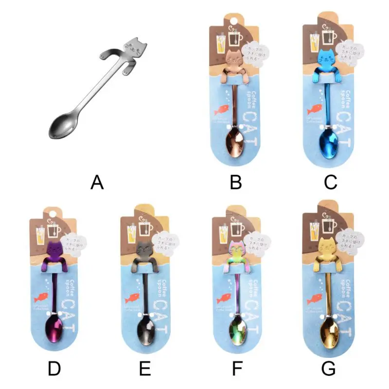 1 шт. кофейная/чайная ложка из нержавеющей стали мини-кошка с длинной ручкой чайные ложки для питья кухонный гаджет столовые приборы посуда