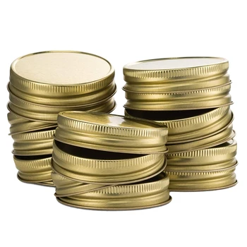 

24 Packs Mason Jar Lids Regular Mouth Leak Proof Secure Mason Storage Solid Caps (Gold)