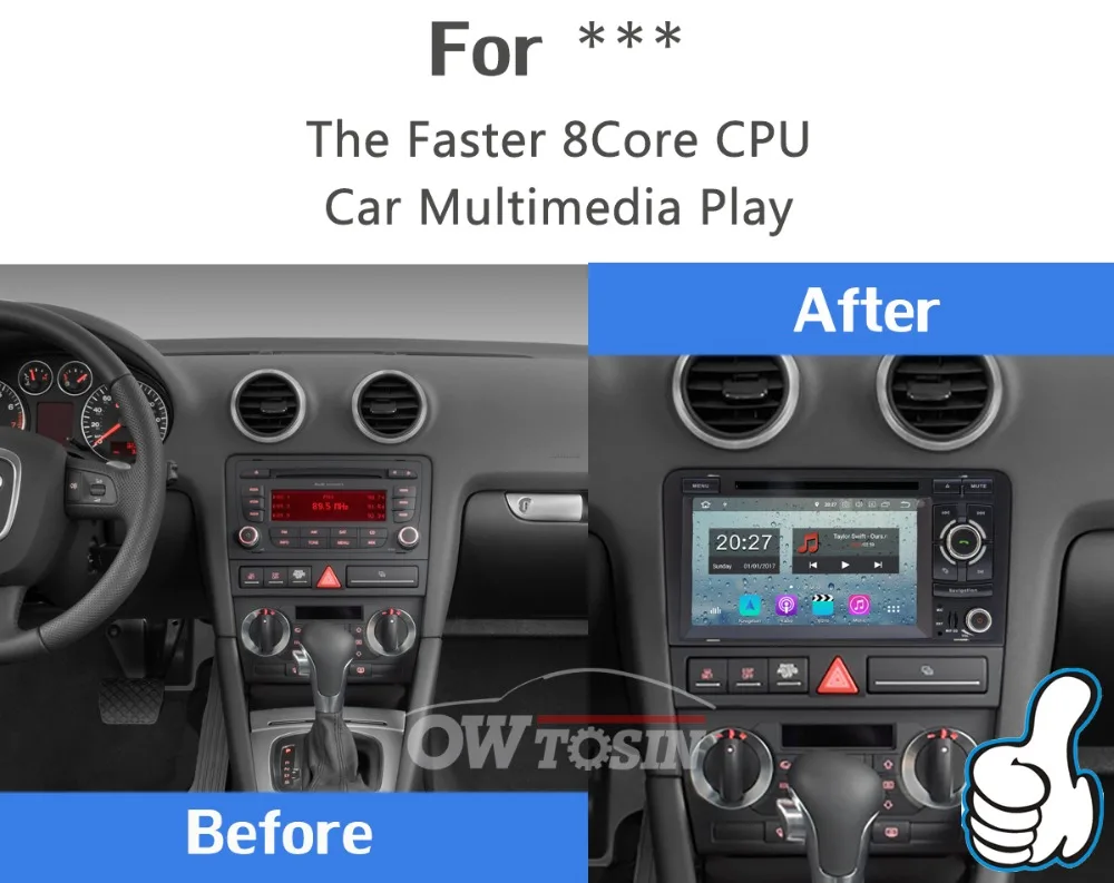 Cheap PX6 Octa Core Android 9.0 4G+64G 5 USB Car DVD Player For Audi A3 2002-2011 S3 RS3 RNSE Car Radio GPS Multimedia 7