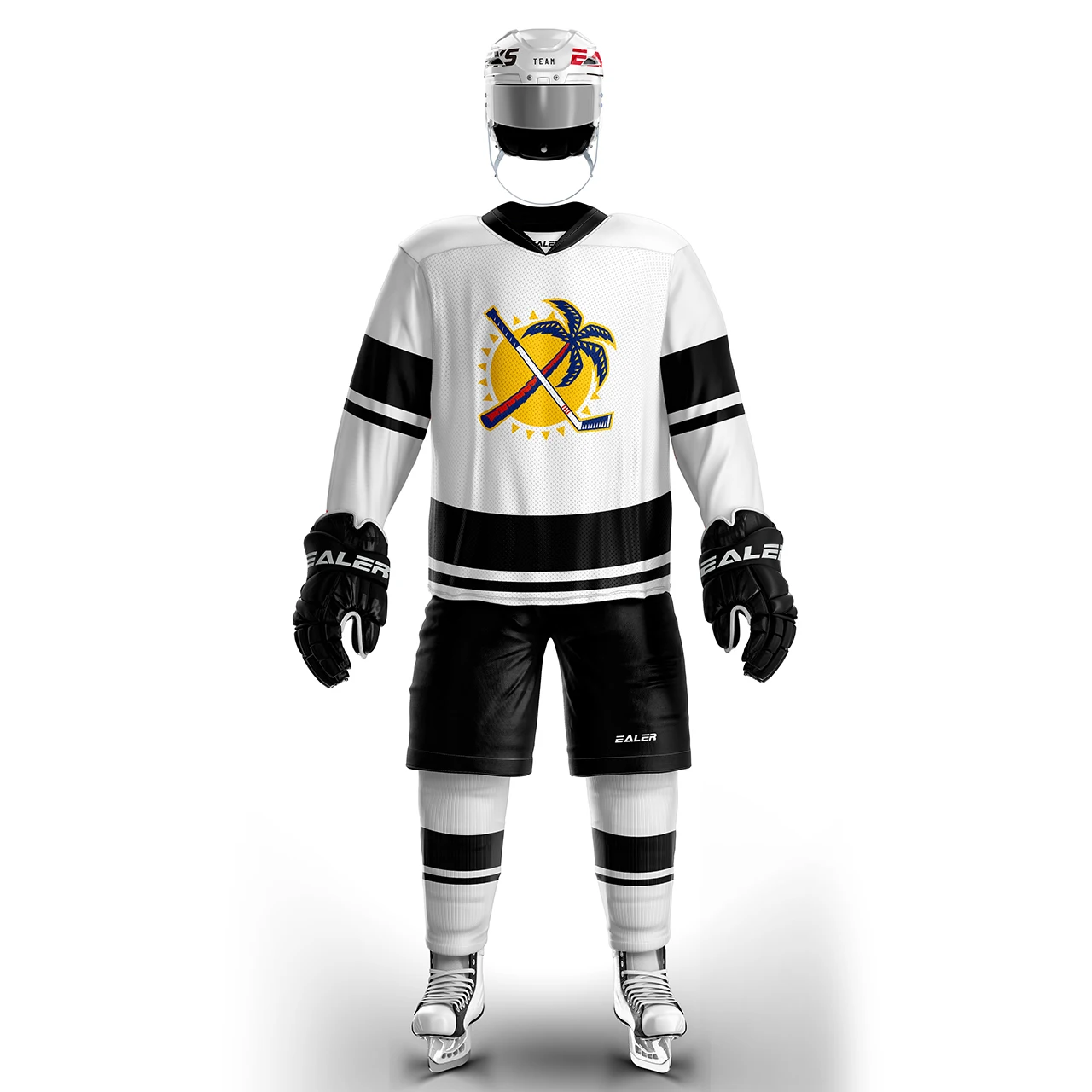 thumbnail image 1 of Camiseta de práctica de hockey sobre hielo personalizada blanca, ligera, fina y transpirable de alta calidad de la serie H400 y camiseta de calle grande (todos los tamaños), 1 of 5