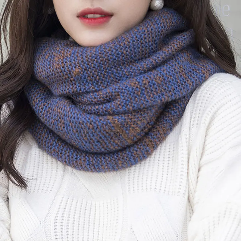 Зимний теплый модный шейный теплый ветрозащитный Мягкий Вязаный бесконечный шарф для женщин и мужчин вязаный шарф-петля