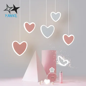 

Chandelier Creative Nordic Cute Heart-Shaped Room Decoration Bedside Children's Light Restaurant Bar Single-Head Small Droplight