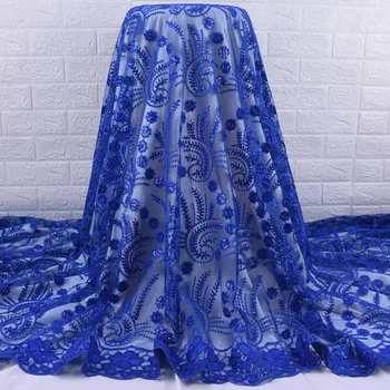 

Zhenguiru Sequined French Lace Fabric Tulle Embroidery African Lace Fabric High Quality Nigerian Fabric For Women Wedding A2101