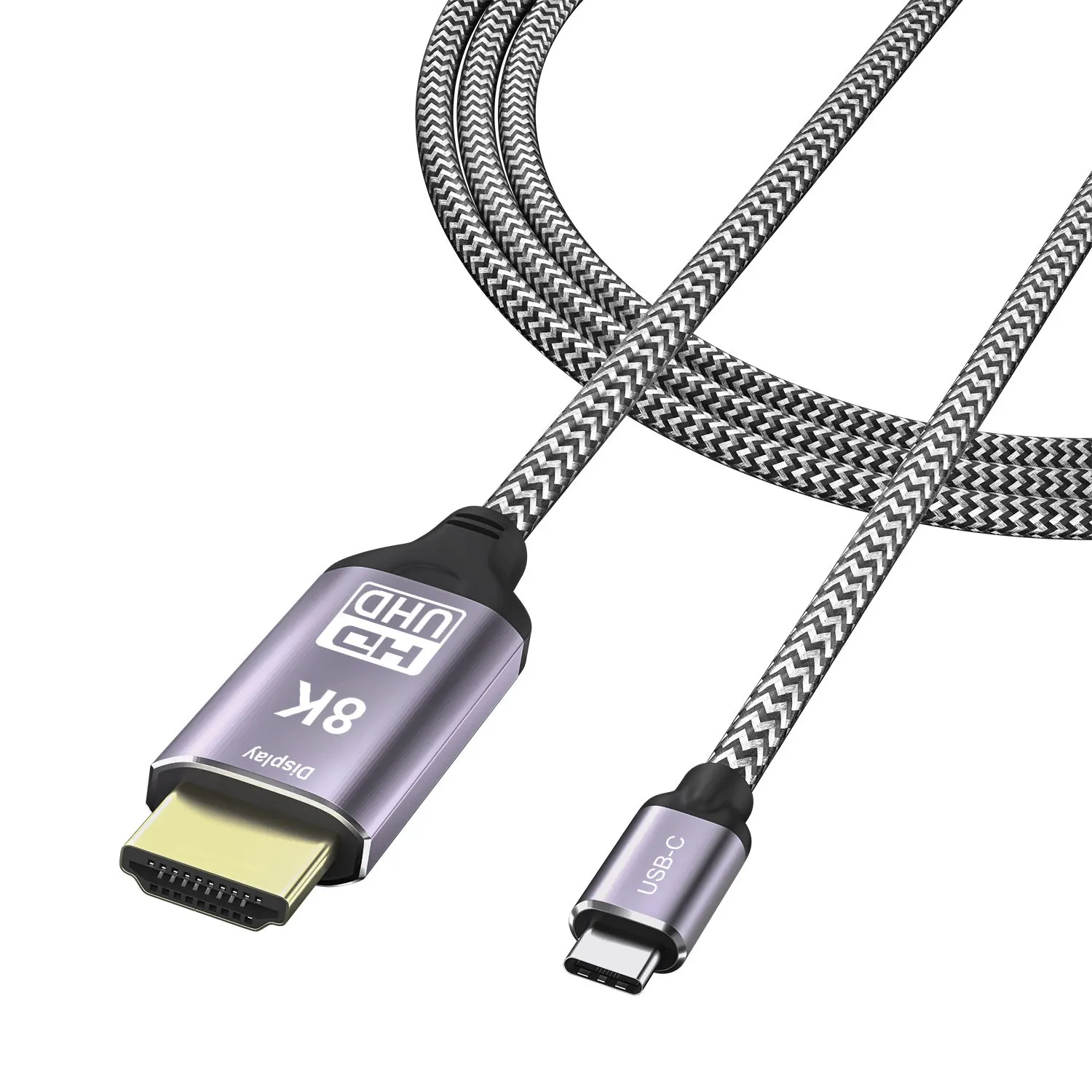 

CABLEDECONN Type-C USB3.1 to HDMI 8K Cable 1.8m 7680x4320 8K@30Hz 4K@120Hz UHD HDR High Speed 48Gbps Thunderbolt 3