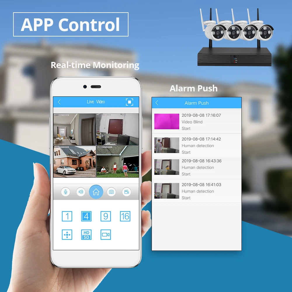  Fuers 4CH CCTV Camera Security System Kit WIFI Wireless NVR Kit 1080P IR Night Vision Outdoor IP Ca - 4.00015E+12