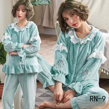 Фланелевые пижамы, женская утепленная бархатная Домашняя одежда, зимний женский коралловый бархатный пижамный комплект для беременных, пижамы для кормящих