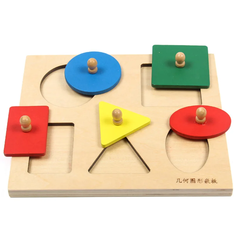 

Montessori's Early Education Toy Shape Matching Panel Wooden Puzzle Educational Geometry Building Blocks