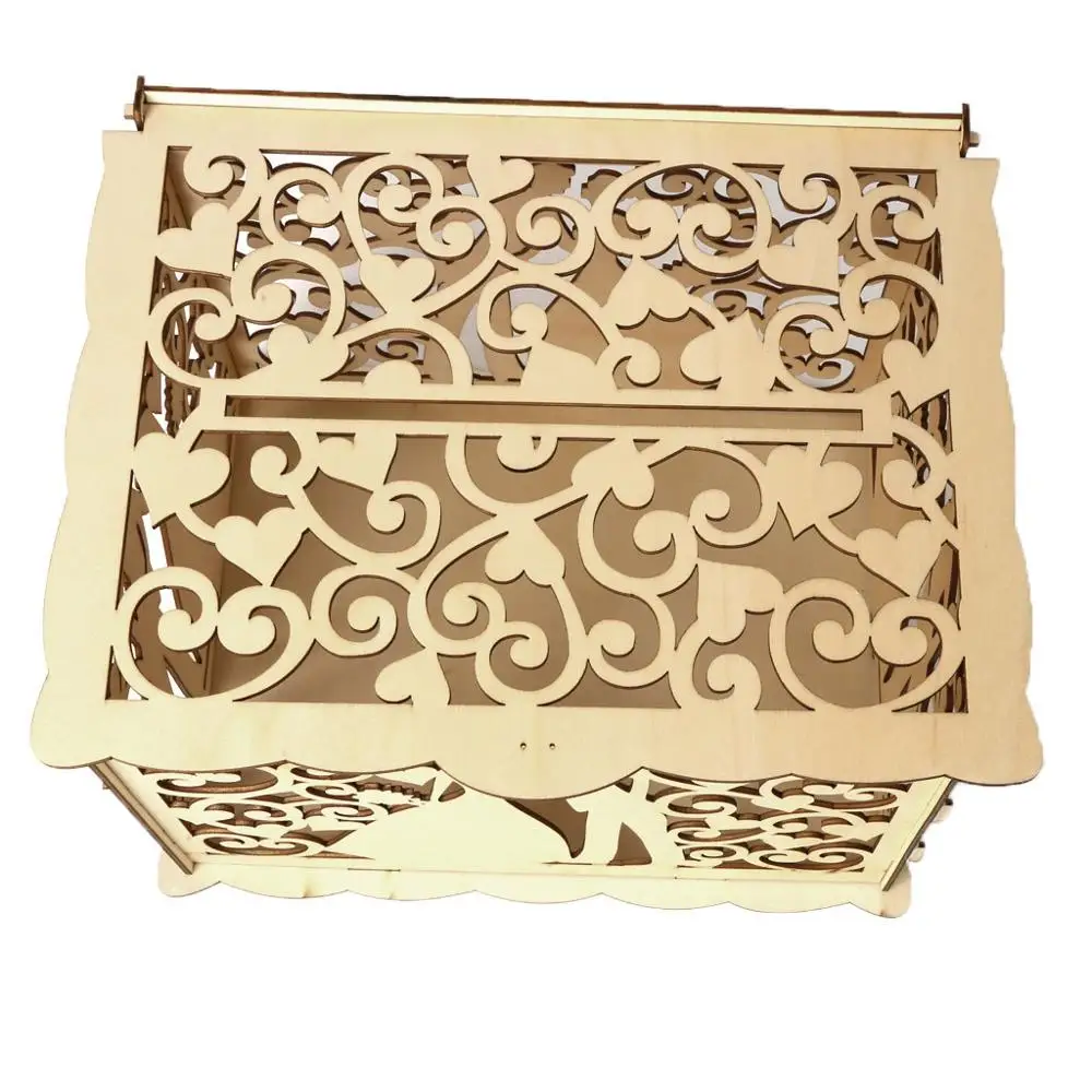 DIY свадебная открытка коробка деревянная коробка для денег с замком великолепное свадебное украшение поставки для дня рождения хранения денег@ D