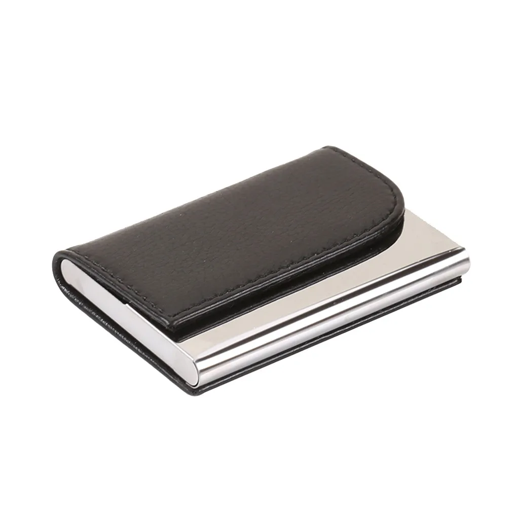 Maison fabre кожаный бумажник Для мужчин Элитный бренд ID кредитных карт визитные карточки держатель кошелек Нержавеющая сталь высокое качество Бизнес чехол - Цвет: Black