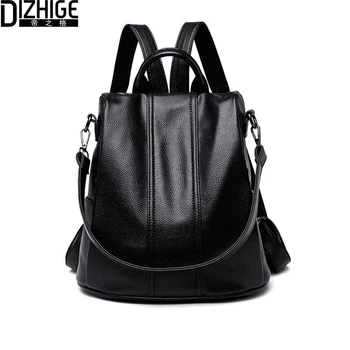 

DIZHIGE Fashion Simple Backpack Female Waterproof Genuine Leather Anti Theft Backpack Large Capacity Brand School Bags For Girls