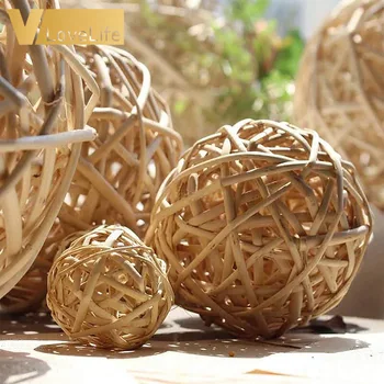 

5/10pcs Rattan Wicker Ball Decorative Orbs 5cm/8cm For Party Decorations Birthday Wedding Accessory Home DIY Craft Ornaments