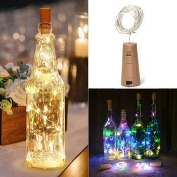 

1M 2M Copper Wire Fairy Garland Bottle Stopper For Glass Craft LED string lights Wedding Christmas New Year Holiday Decoration