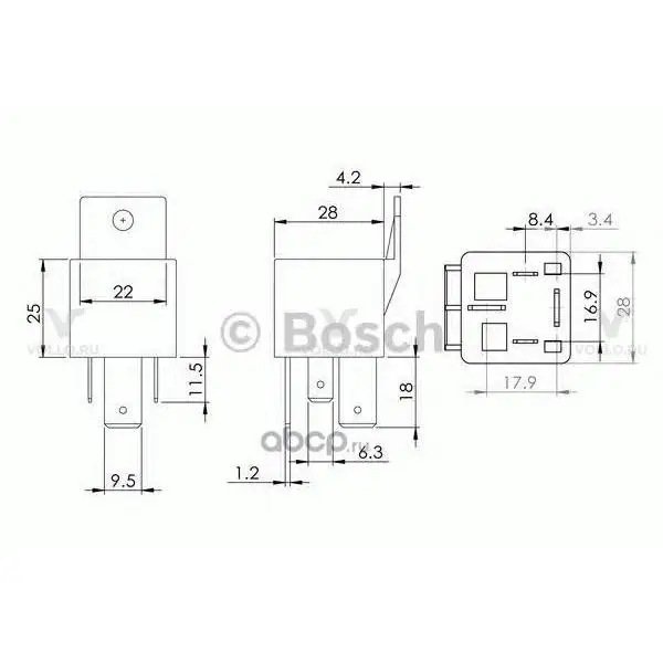 0986AH0080 BOSCH РЕЛЕ БЕНЗОНАСОСА