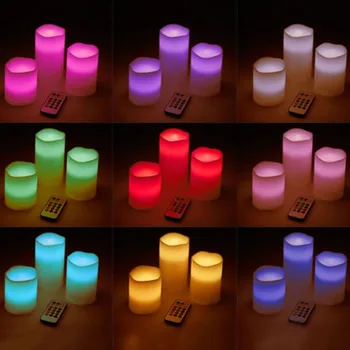 

3Pcs Romantic Colors Changing Flameless LED Candle Light with Remote Control Wedding Party Birthday Electric Candles