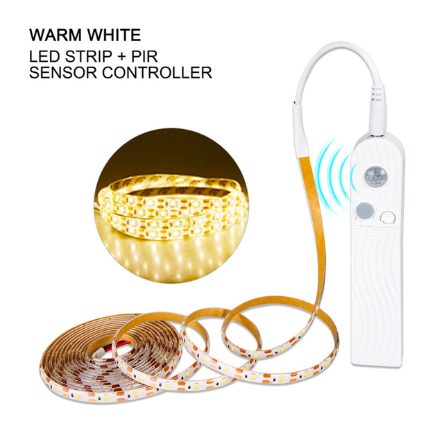 For Kitchen LED Light Cabinet Verlichting 5V PIR Motion Sensor USB LED Strip 2835 SMD Wardrobe Lamp Tape PC TV Backlight