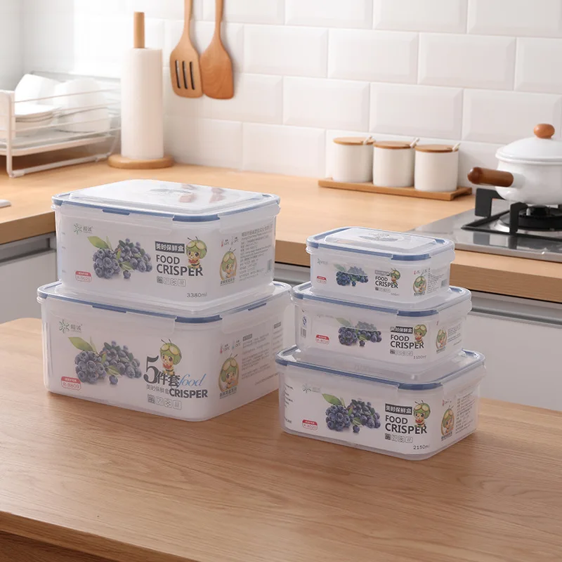 Chaocheng Plastic Airtight Preservation Box Kit Circle Square Microwave Oven Refrigerator for Food Transparent Storage Freshness