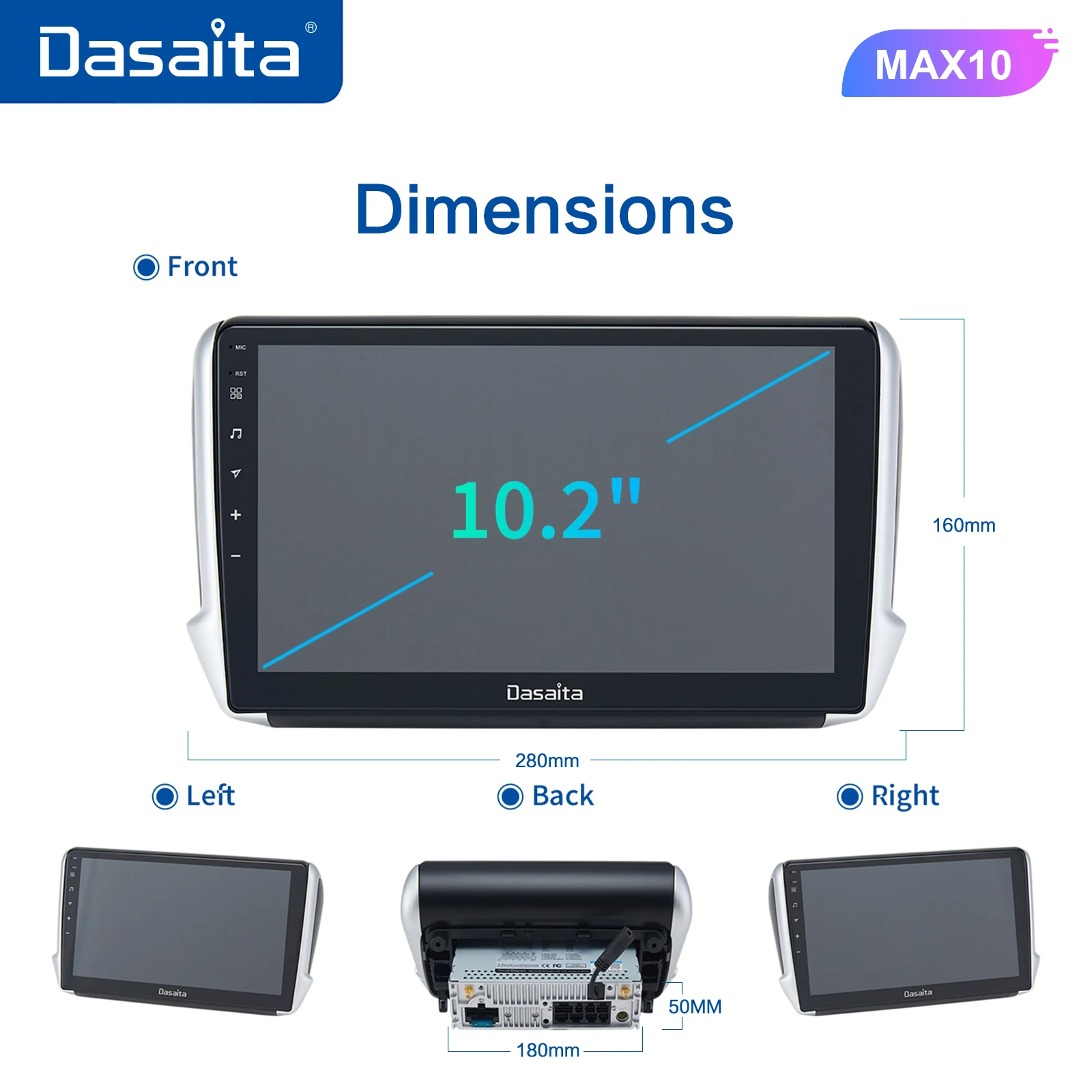 Dasaita Android 10 Car Multimedia Carplay for Peugeot 2008 208 Radio 2012 2013 2014 2015 2016 TDA7850 1280*720 GPS Navigation