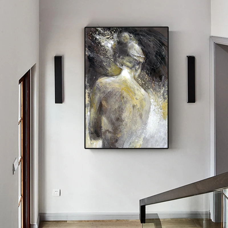 NUDE OIL ABSTRACT PAINTING CANVAS PRINT