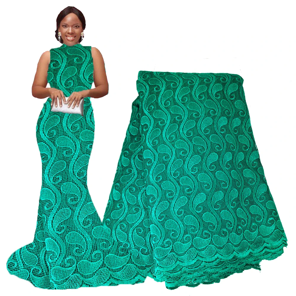 

New Teal Green African Lace Fabric High Quality Lace 2020 Embroidered Mesh Lace Fabric for Nigerian Wedding Dresses