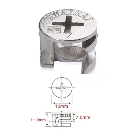 15mm Wheel 50 шт./лот двойной конец кулачка колеса соединительный болт дюбель Сбивать Шкаф Мебель панель шарнир дюбель 2 эксцентриковые колеса - Цвет: 15mm Wheel