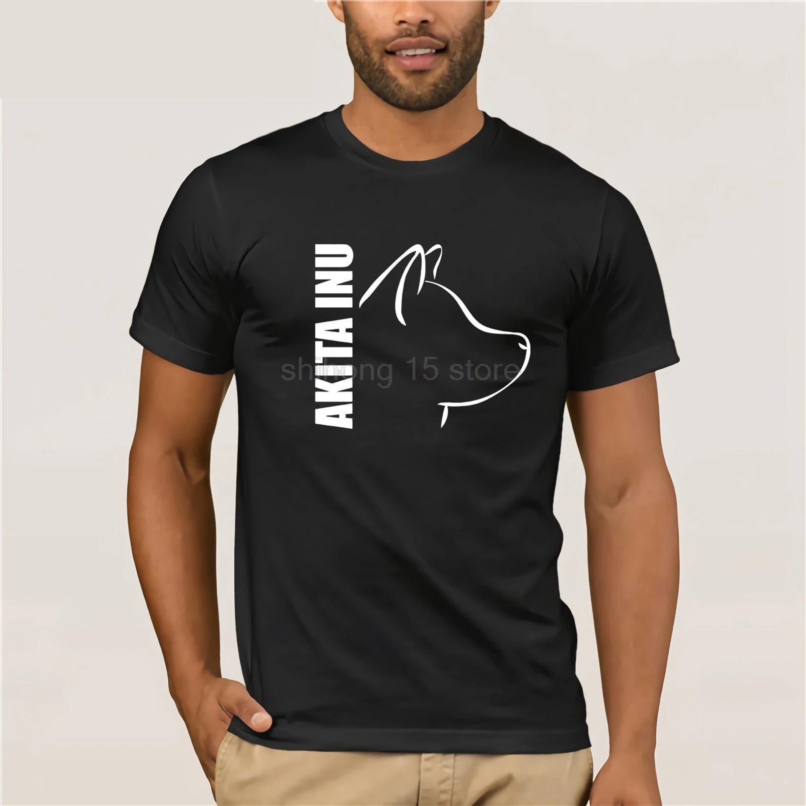 

Dog Akita Inu Men T Shirt New Style Kpop Plus Size Cotton Crewneck Short Sleeve Custom Men T Shirt