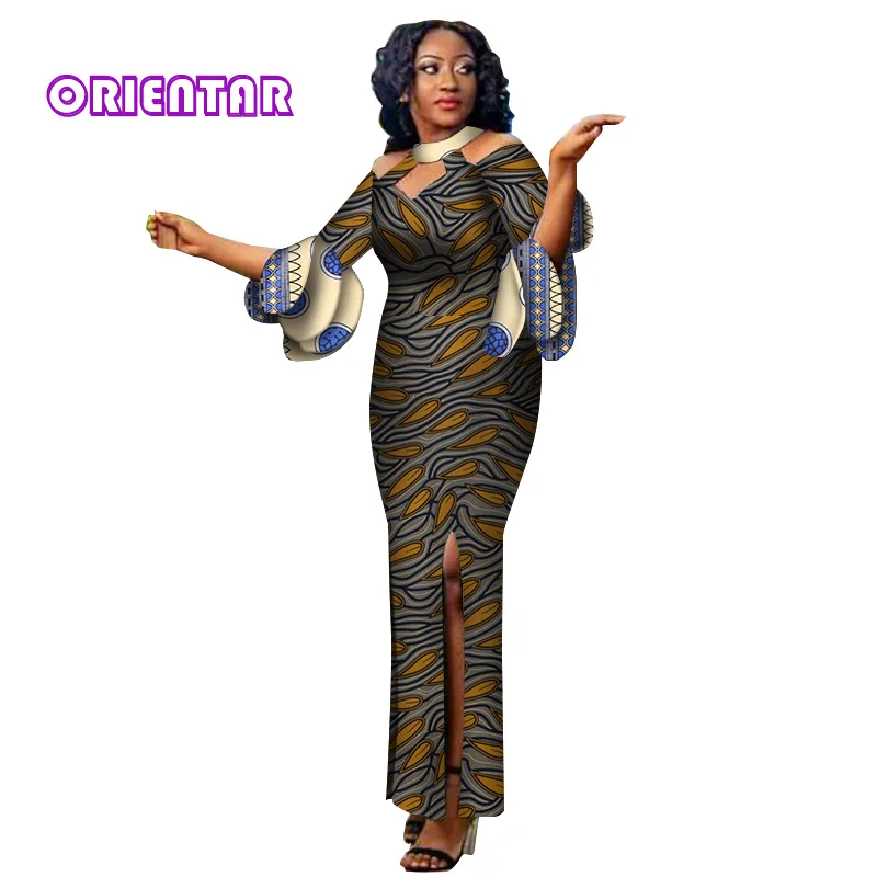 african fashion designers Bazin Riche African Dresses for Woman Print Splice Long Dashiki Dress African Women Private Custom Clothes Plus Size WY2845 african suit Africa Clothing
