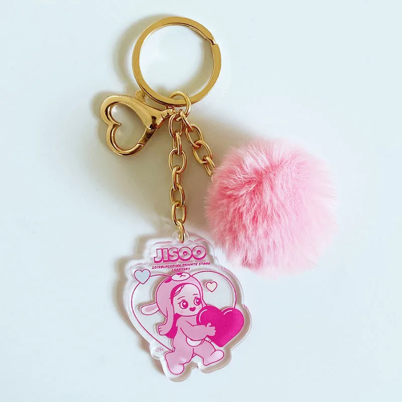 Kpop брелок черный розовый милый Q версия брелки мультфильм розовый брелок аксессуары акриловое кольцо для ключей ювелирные изделия подарок для женщин