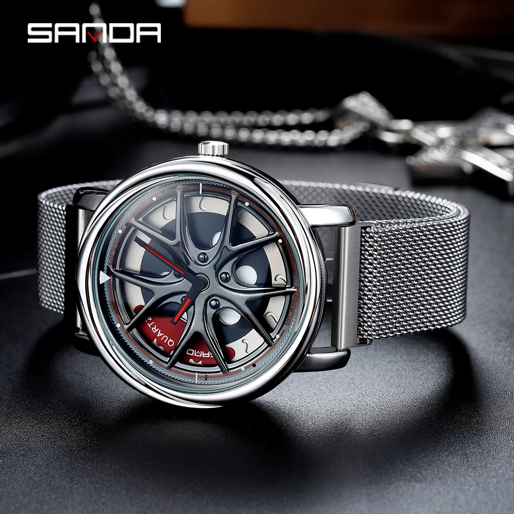Sleek Black Waterproof Stainless Steel Skeleton Dial Men's Wristwatch