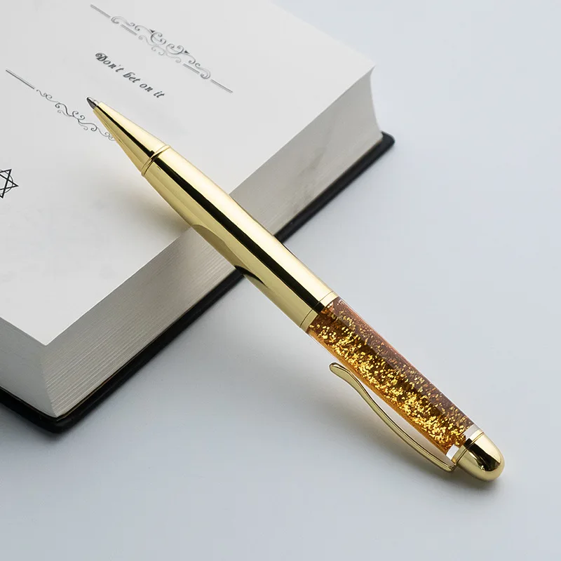 Новинка, металлическая шариковая ручка, кристальная ручка, подпись в офисе, ручка, рекламный подарок, ручка для студентов и школьников, канцелярские принадлежности - Цвет: Golden quicksand