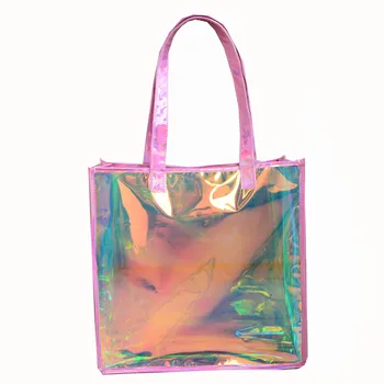 

Transparent Bags For Women Big Clear Jelly Handbag Large Capacity Laser Handbag Transparent Hologram Bag Beach Bag For Woman