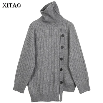 

XITAO Solid Pullover Sweater Women 2020 Autumn Casual Fashion New Style Temperament All Match Turtleneck Women Clothes XJ5041