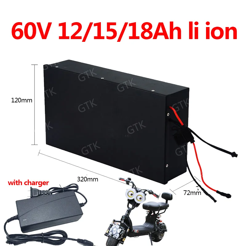 GTK 60V 18Ah Lithium-ion Battery 60v 15Ah 12Ah 18650 BMS for 1200W two Wheel Foldable citycoco scooter X10 x7 X8 + 3A charger |
