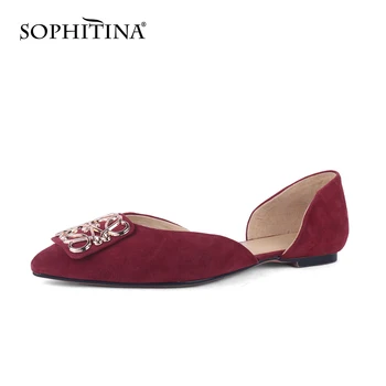 

SOPHITINA Elegant Womens Shallow Flats Comfy Suede Low Heel Slip on Casual Loafers Outdoor Ladies Light Flat Driving Shoes CN009