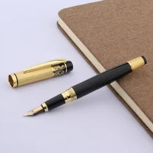 Металлический офисный черный Золотой Герой м авторучка