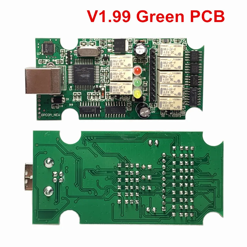 Op com V1.95 V1.70 с PIC18F458 FTDI Op-com OBD2 автоматический диагностический инструмент для op-e-l OPCOM шина сети локальных контроллеров V1.7 может быть обновление вспышки - Цвет: V1.99 Green