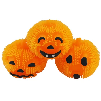 

3pcs Lovely Pumpkin Lamp Soft LED Pumpkin Ball Decompression Toys Halloween Night Light (3 Patterns)
