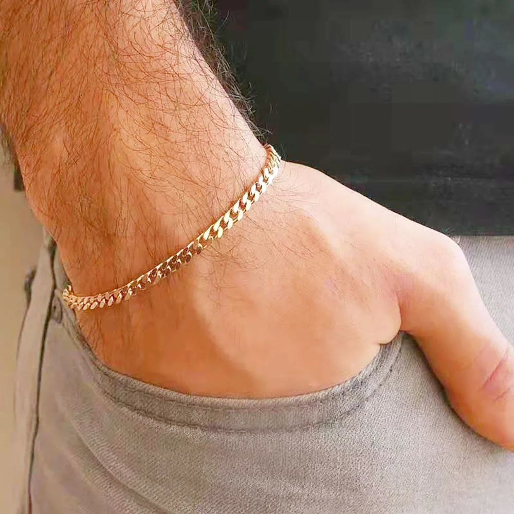 Chain Big Mens Gold Necklace Mens Womens 24K Yellow Gold Plated