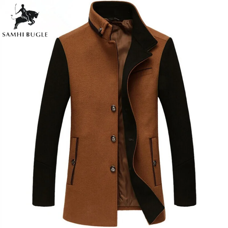 New  men coat winter wool caot erkek kaban Fashion Business Thicken Slim Overcoat Jacket Male Peacoat Br