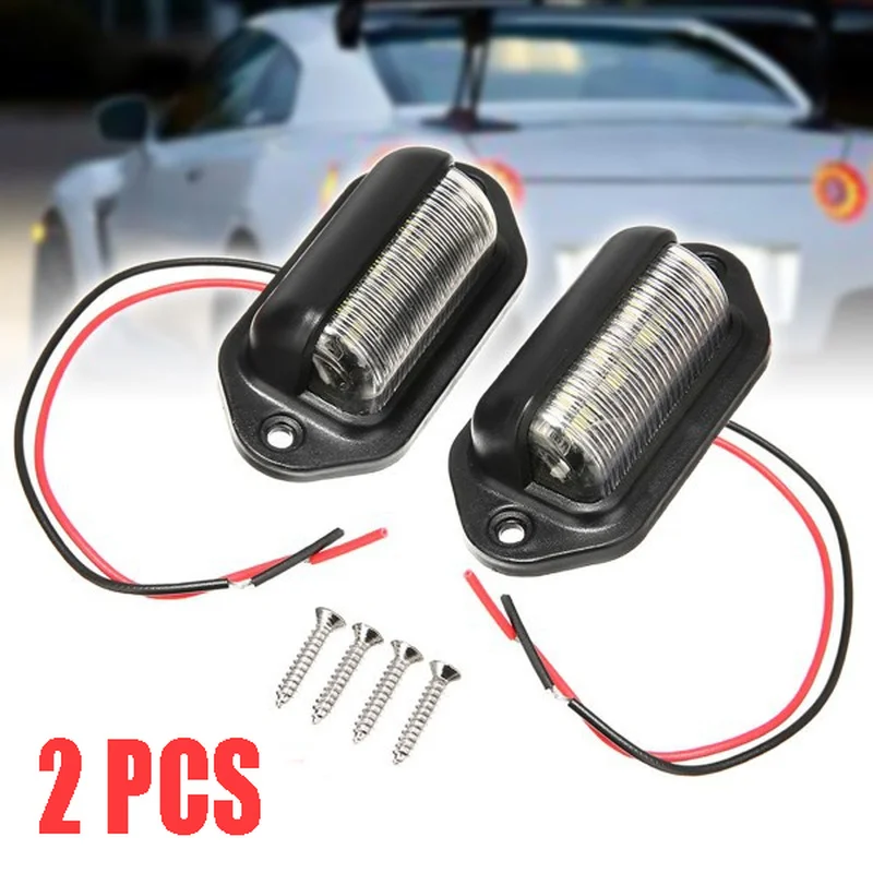 

Pack of 2 6-LED Car License Plate Light Boat Truck Trailer Step Light Auto Parts Parts 12V-24V Replacement Signal Light