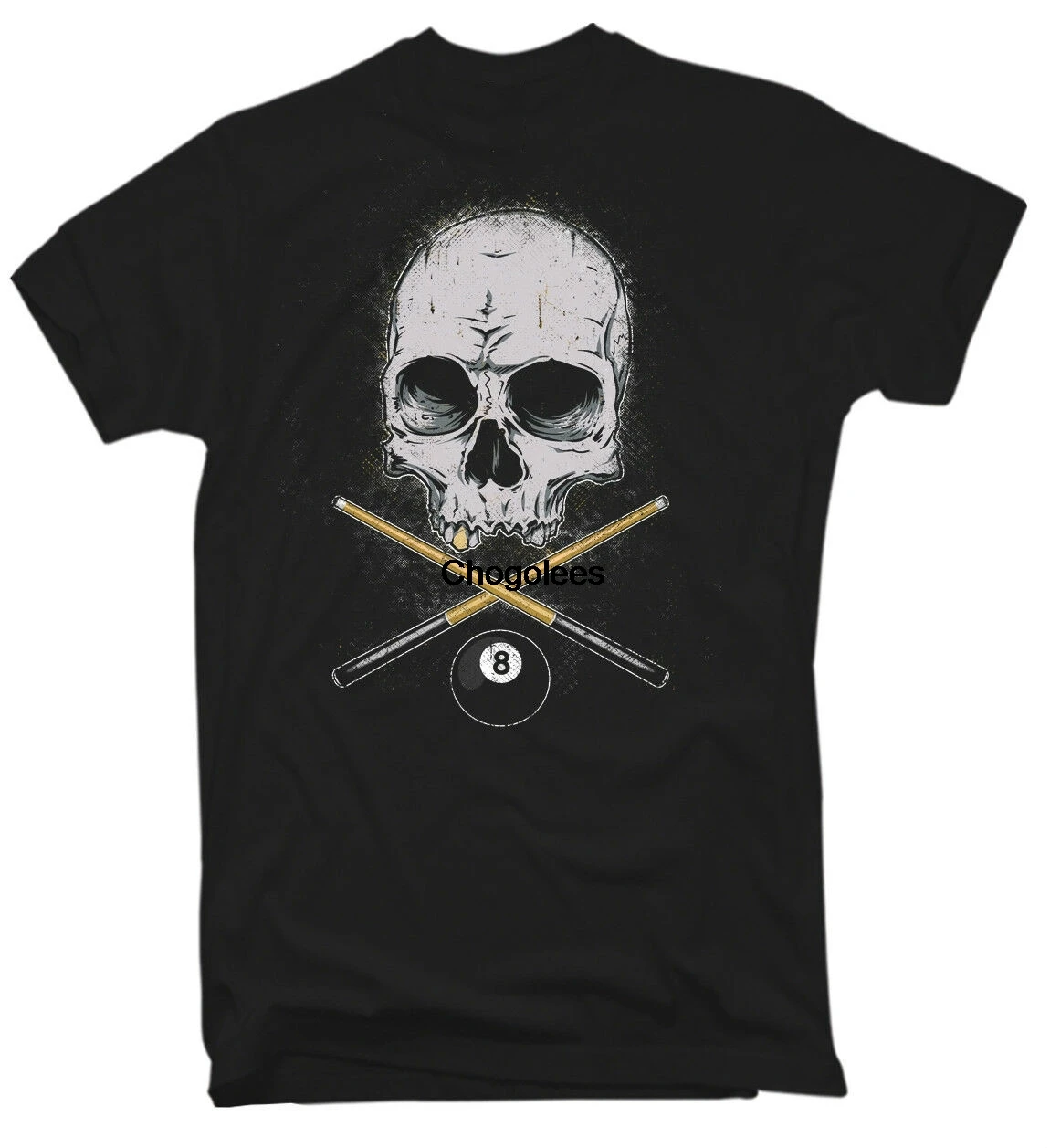Billiard Skull T-Shirt and Crossbones Billard BALLS Club Men's Tops Tees T Shirt |