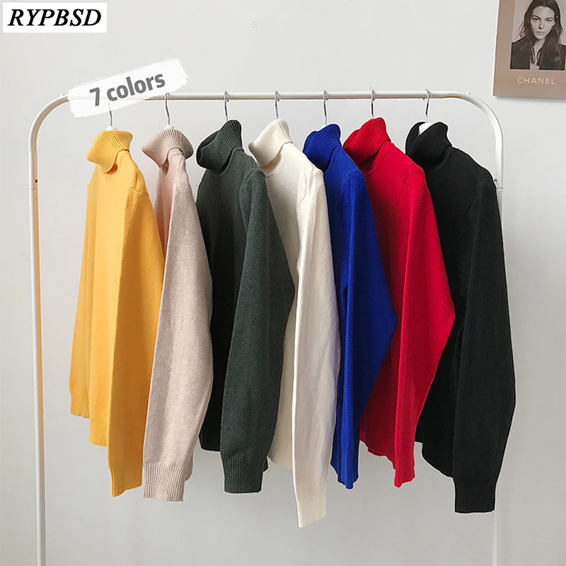 Turtleneck Sweater Men Cashmere Solid 