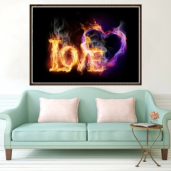 

5D DIY Full Drill Round Diamond Painting" LOVE with Heart" Letter Embroidery Mosaic Manual Rhinestone Art Home Decor Gift