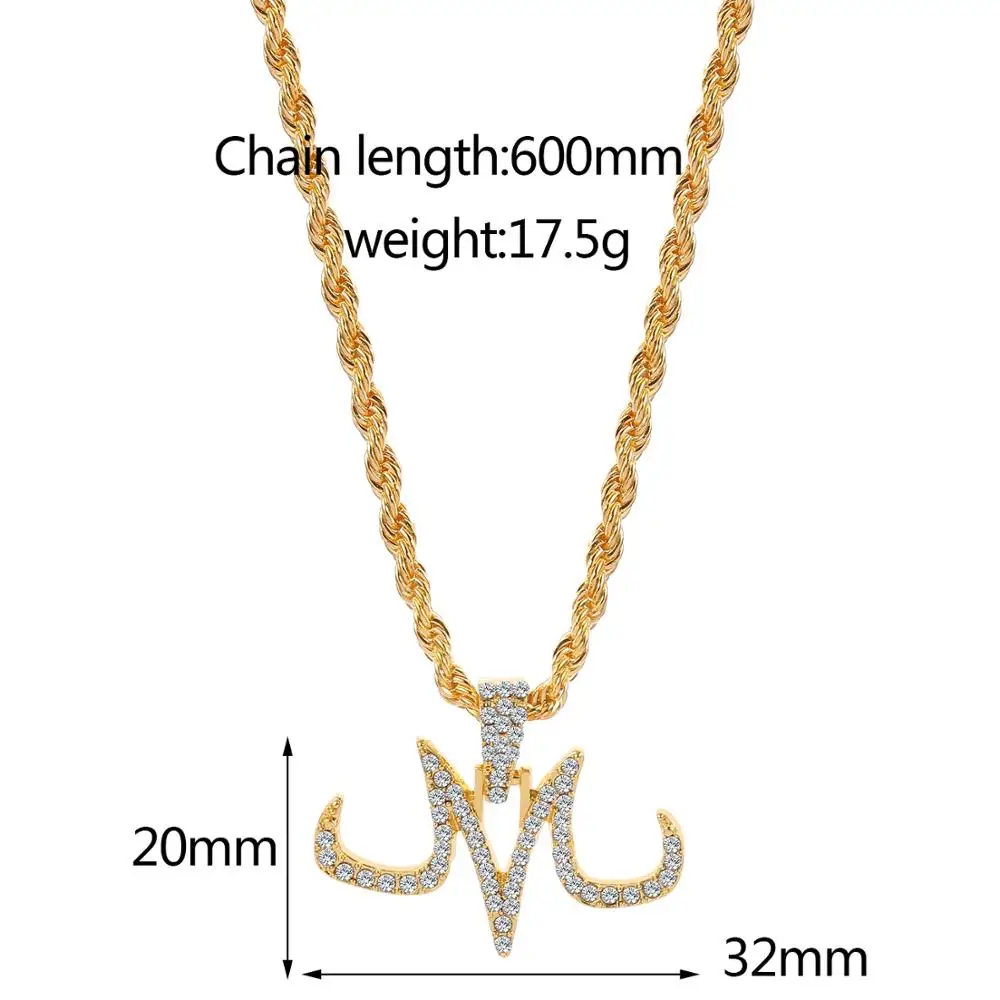 New Iced Out Majin Pendant Necklace Chains Hip Hop Jewelry Gold
