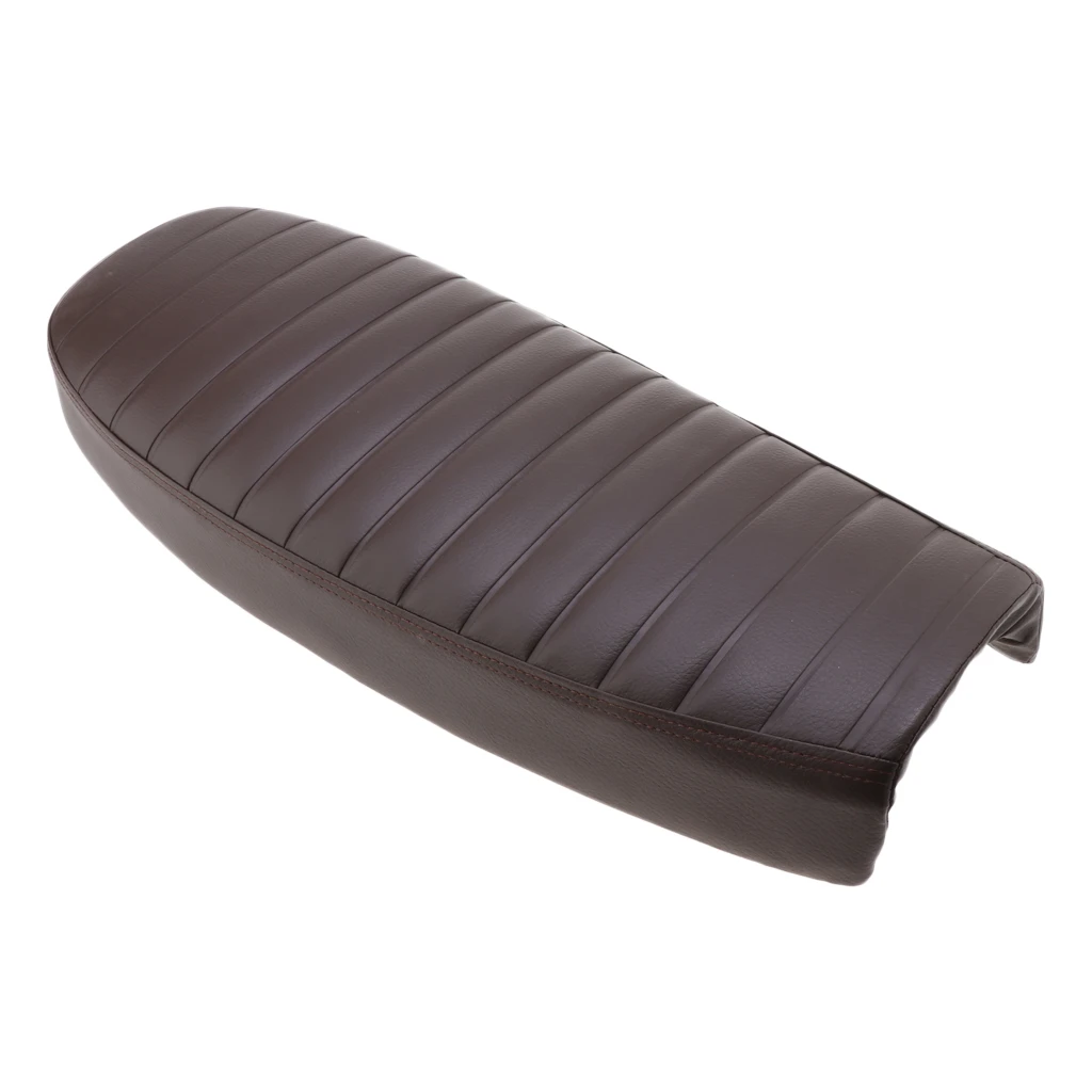 Motorcycle PU Leather Cafe Racer Seat Brown Waterproof Universal Fit