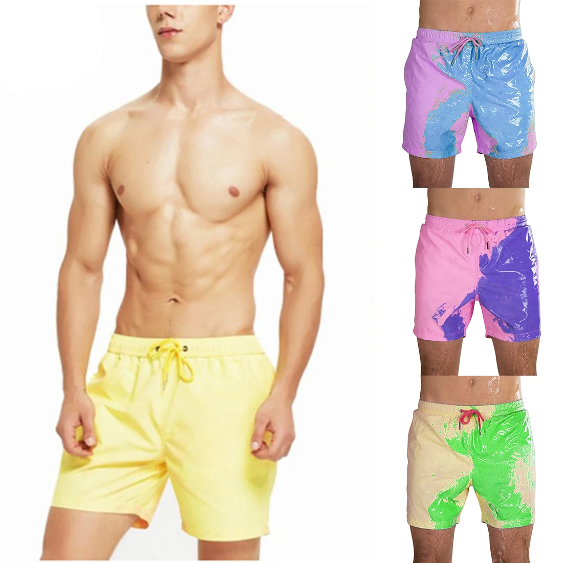 

Magical Change Color Beach Shorts Men Swimming Trunks Swimwear Quick Dry Bathing Shorts Summer Surfing Board Shorts Swimsuit