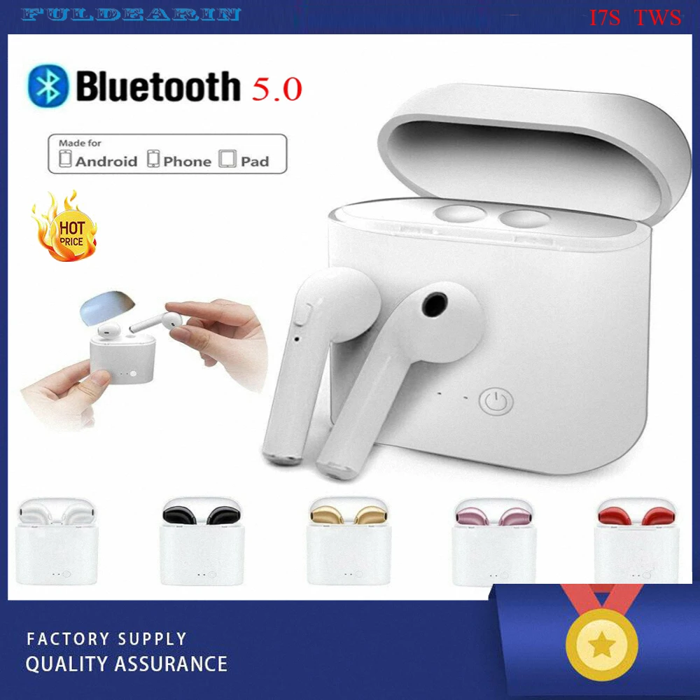 

I7S PK I12 in-ear Bluetooth Earphone TWS Binau Wireless Earbuds Headset With MicPhone for iPhone Xiaomi Samsung Huawei LG