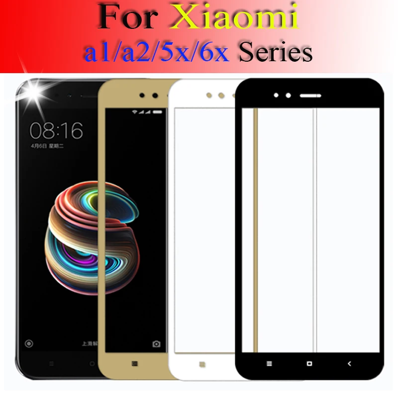 Армированное Защитное стекло для xiaomi a1 a2 5x 6x, защита экрана xiami xiomi a 1 2 5 6, защитная пленка, полное покрытие