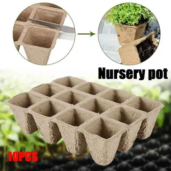 

Garden Peat Pots Plant Marker 12 Holes Biodegradable Flowers Garden Tool Seeds Starter Tray Kit for Home Outdoor JS23
